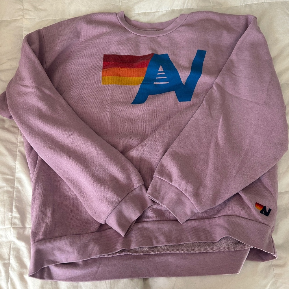 AVIATOR NATION LOGO RELAXED CREW SWEATSHIRT - MAUVE